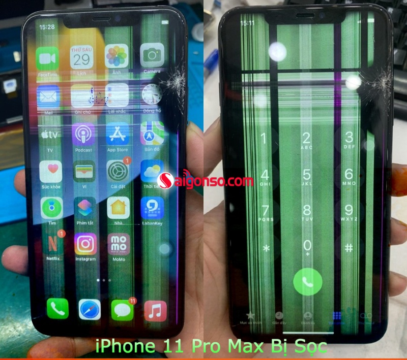 iphone 11 pro max bị sọc màn hình
